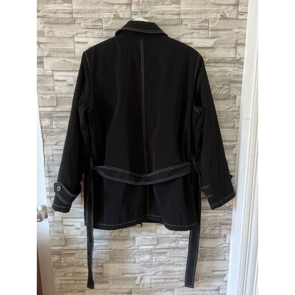 ESPRIT Black Short Trench Long Sleeve Pea Coat Lined Formal Large Women - Picture 2 of 8